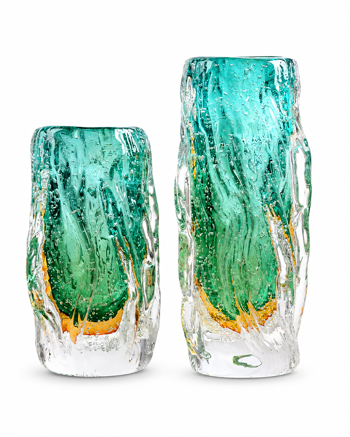 Coloured decorative glass vessels