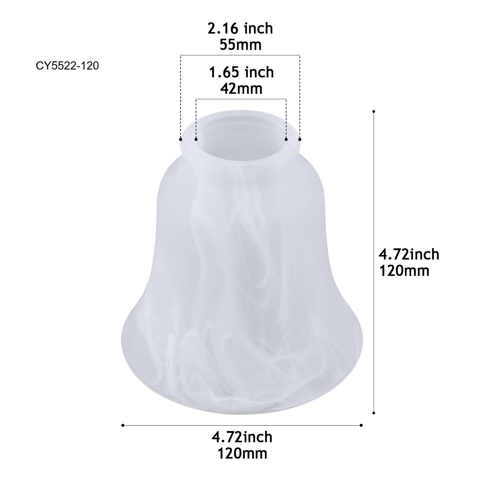 CY5522-120 Alabaster-Effect Glass Shade