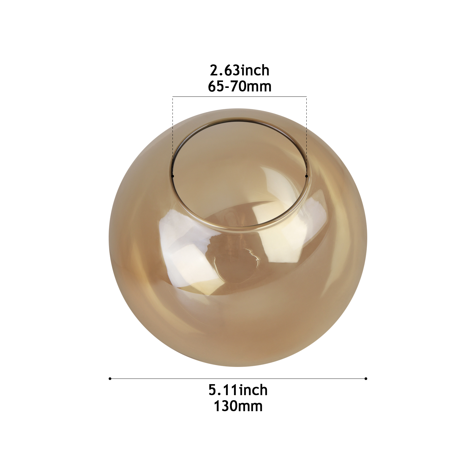 CY001-130 AM Amber Transparent Mouth-Blown Glass Shade