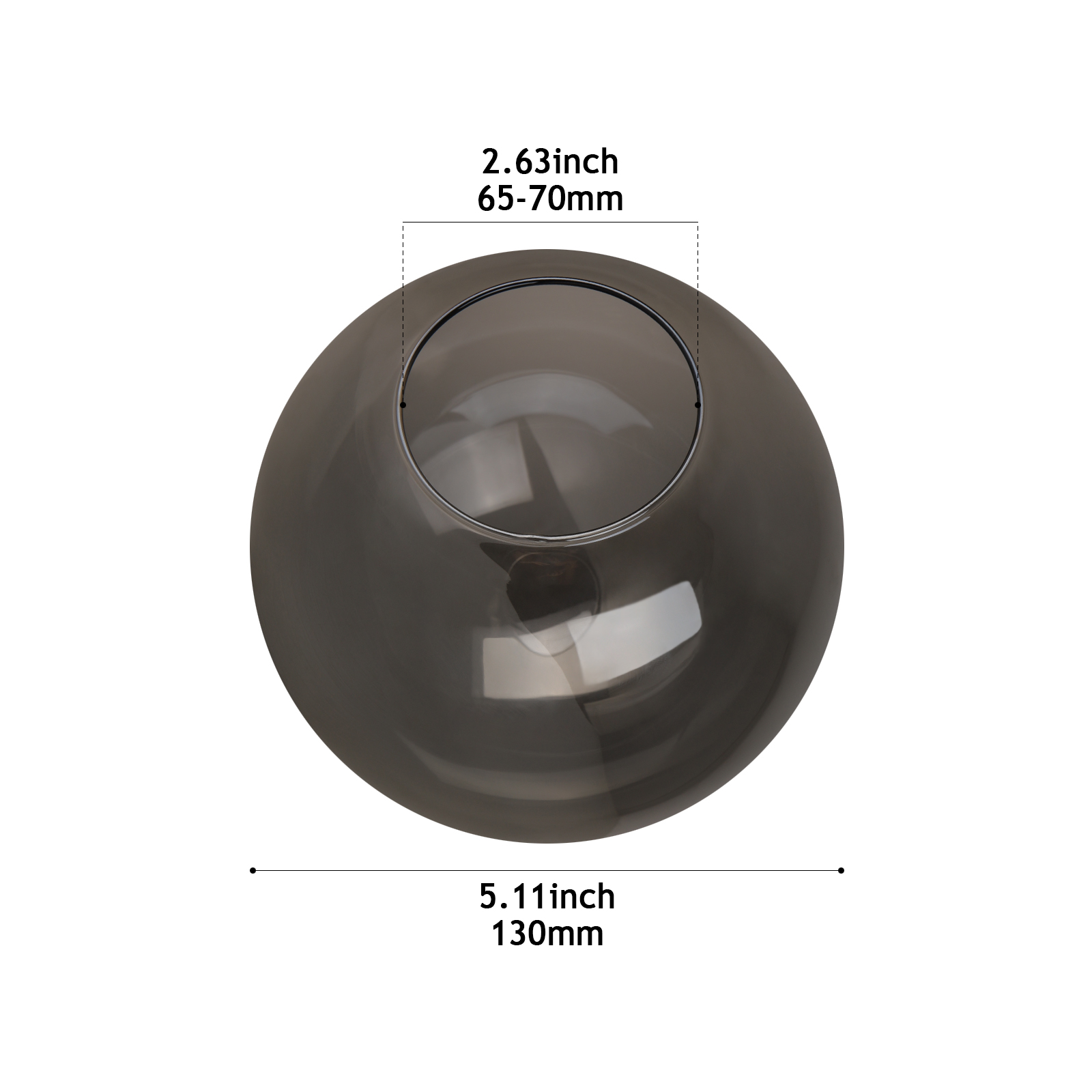 CY001-130 GRAY Smoke Grey Transparent Mouth-Blown Glass Shade