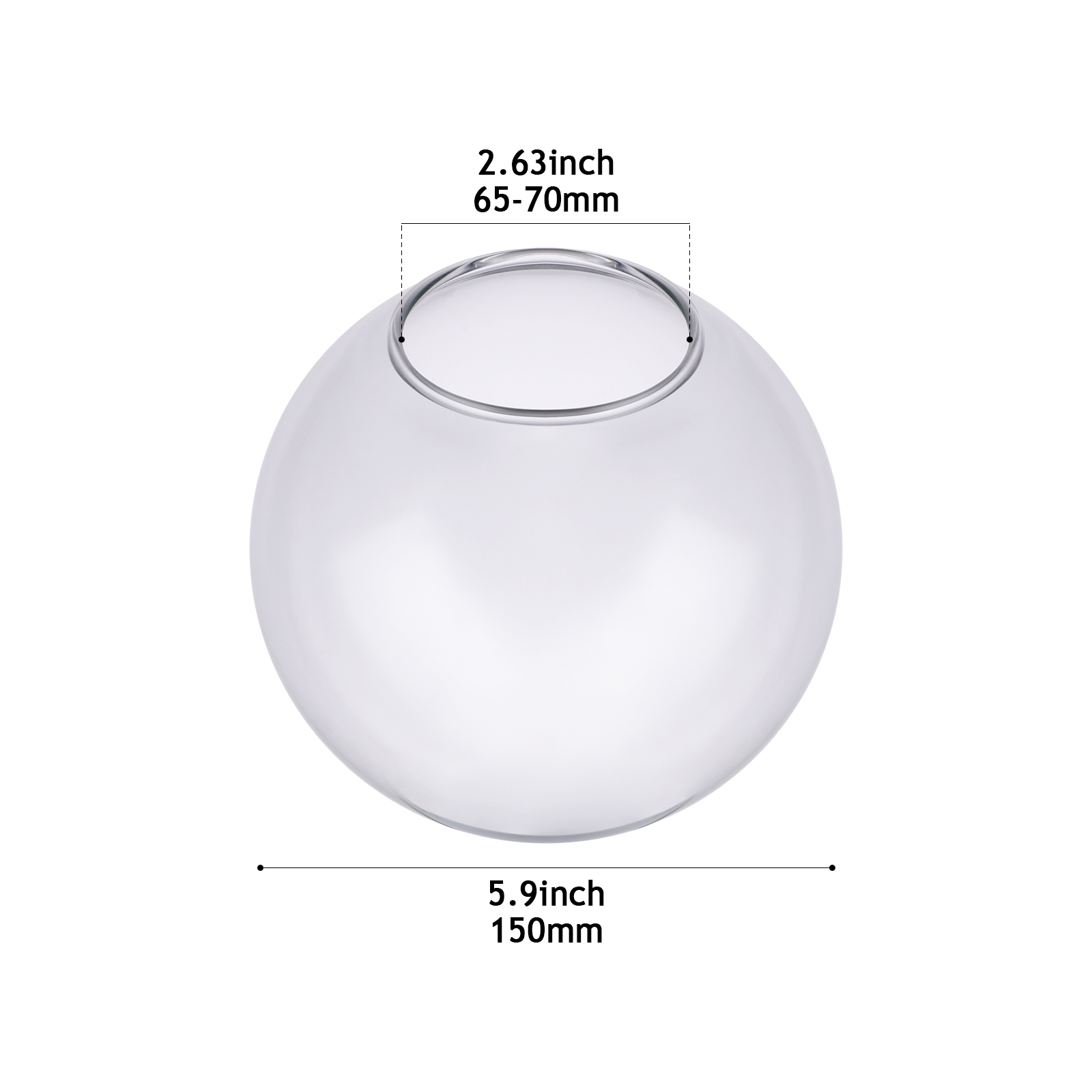 CY001-150 Transparent Mouth-Blown Glass Shade