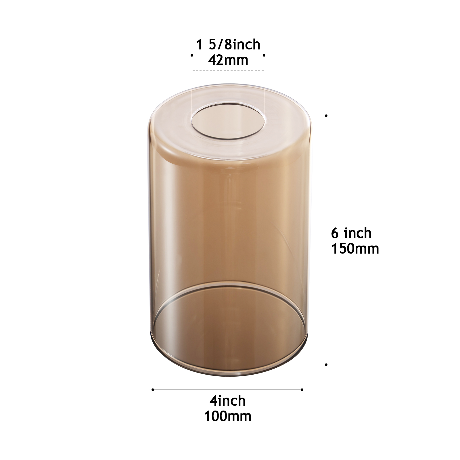 CY800-100-150 AM Amber Transparent Mouth-Blown Glass Shade
