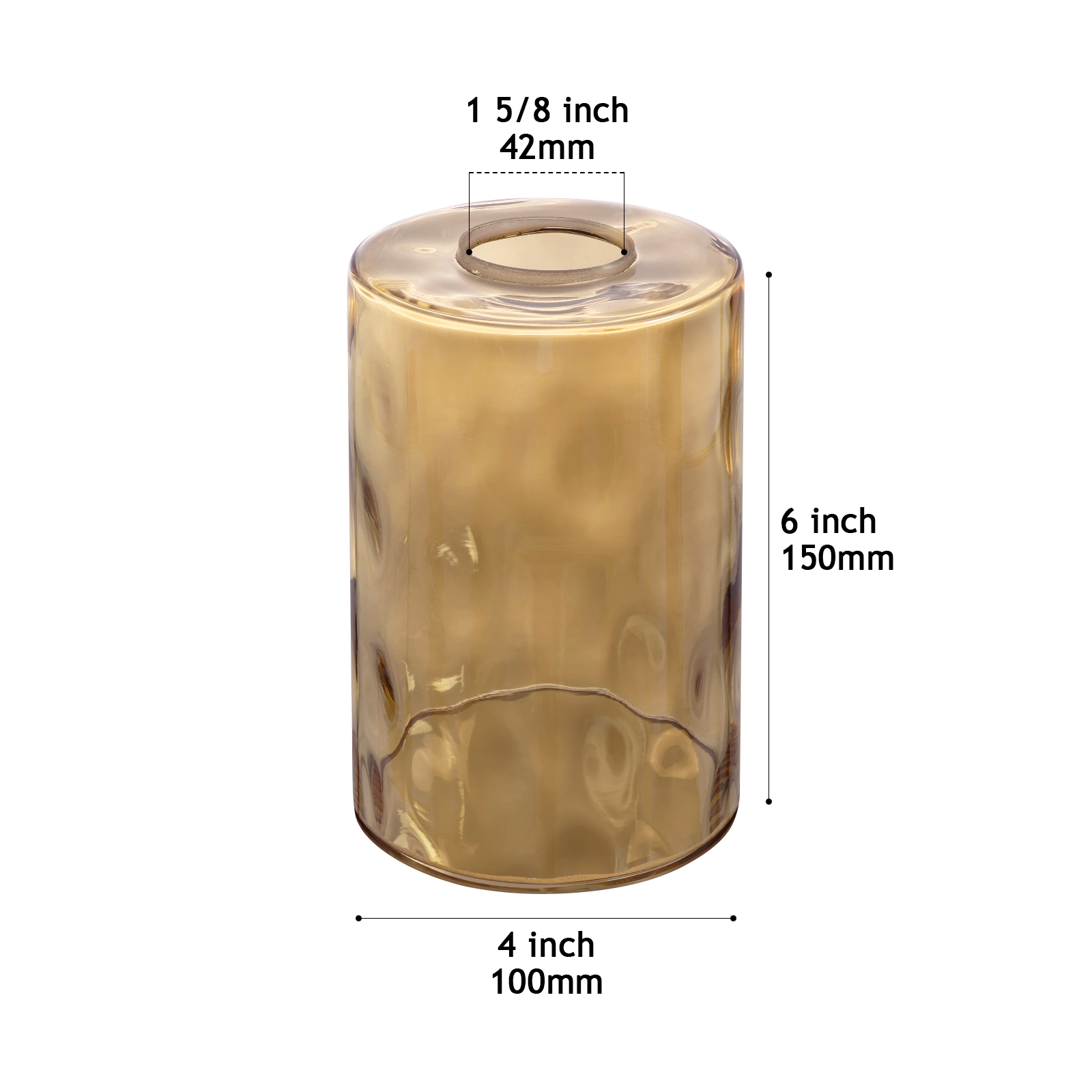 CY830-100-150 AM Amber Transparent Mouth-Blown Glass Shade